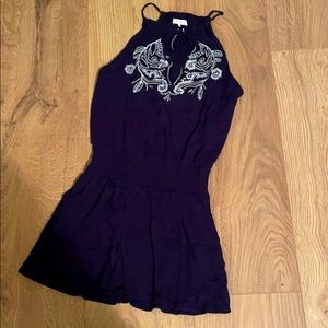 Parker Casual Smocked Waist Mini Dress Blue S